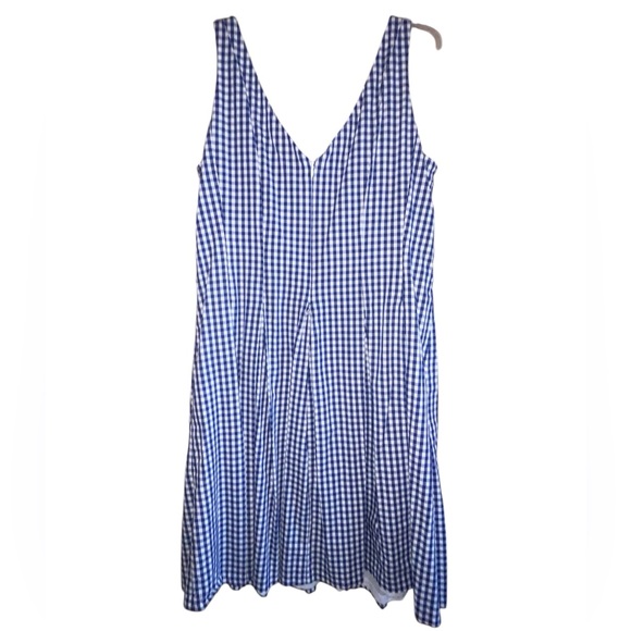 Nine West Blue Sleeveless V-Neck Gingham Fit and Flare Size 10 - Picture 4 of 7